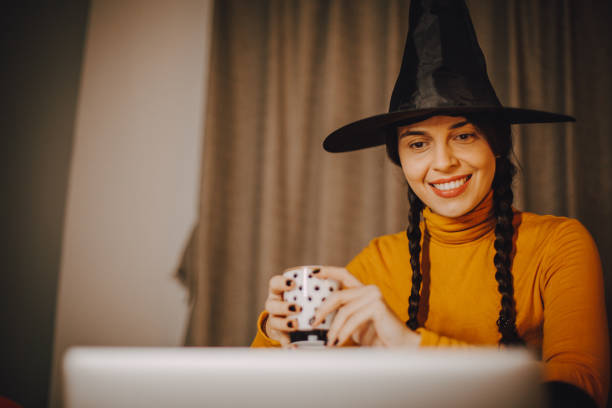 istock A witch enjoys coffee, Halloween 1267329844
