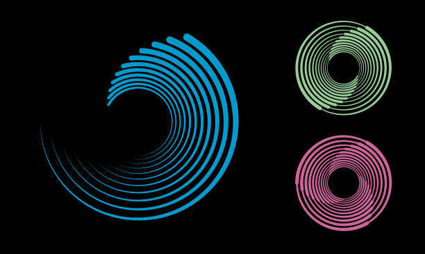 선이 있는 추상적 배경입니다. 하프톤 디자인. - abstract design element striped swirl stock illustrations
