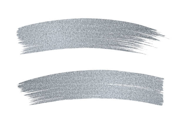 ilustrações de stock, clip art, desenhos animados e ícones de silver glitter paint brush stroke on white background. - isolated on white white background isolated paintbrush