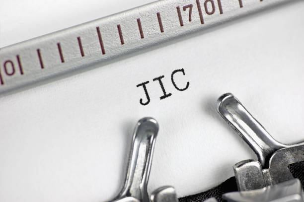 istock Just in case initialism JIC text macro closeup, typewriter typed acronym, information newsletter bulletin abbreviation notice concept, reminder letter memo message document info retro metaphor, large detailed horizontal studio shot close-up 1267344566