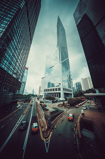 Skyscrapers in the city. Office towers. Hong Kong