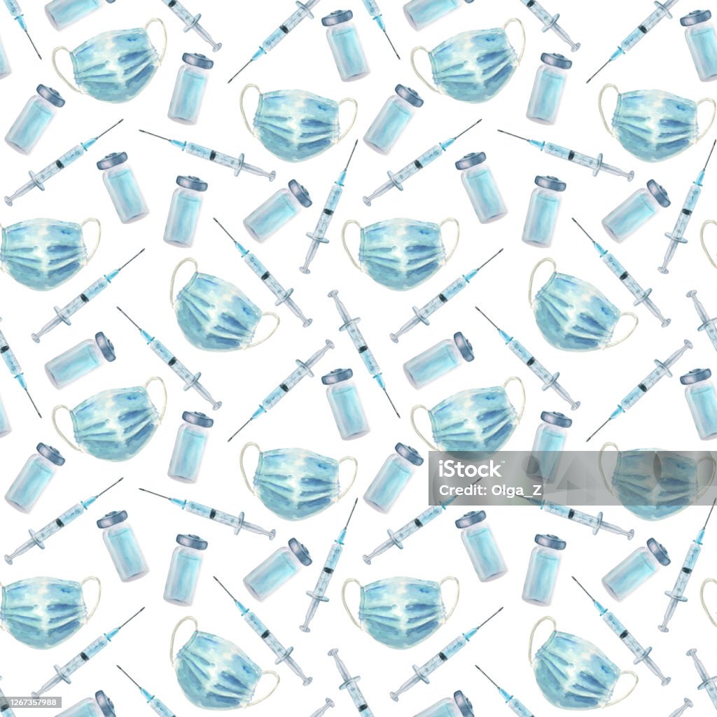 Medical Pattern Texture Medical Seamless Pattern Watercolor Hand Drawn Medic Repeating Texture ...