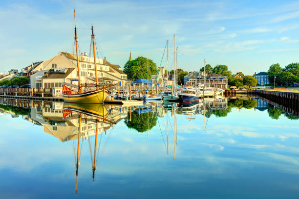 Salem, Massachusetts Waterfront Salem is a historic coastal city in Essex County, Massachusetts located in the North Shore region. It was settled in 1626 and was one of the most significant seaports in early American history. essex county massachusetts stock pictures, royalty-free photos & images