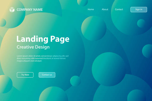 шаблон посадочной страницы - абстрактный геометрический фон с синими градиентными кругами - green background green yellow circle stock illustrations