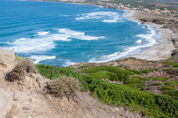 istock Tourists at capo San Marco beach, Cabras, Sardinia, Italy 1267367266