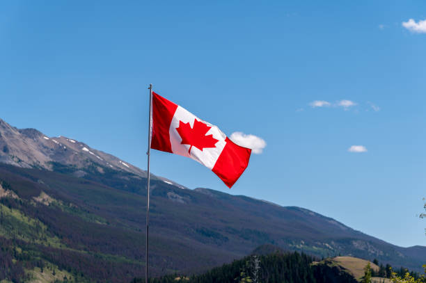 istock Canadian flag in Jasper National Park 1267367979
