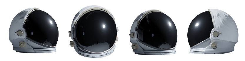 conjunto de cascos de astronauta aislados sobre fondo blanco photo