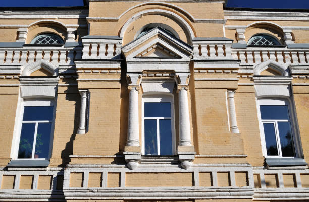 the facade of the old house