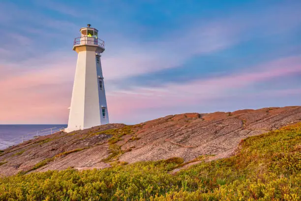 Photo of Cape Spear Lighthouse near St John's Newfoundland Canada at sunset