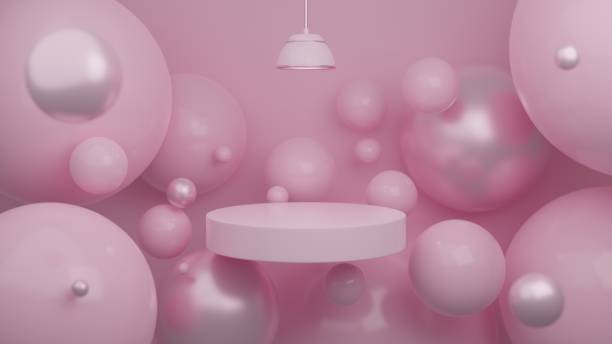 istock Luxury abstract background for product presentation, podium display, minimal geometric pink color pastel scene. 1267379619
