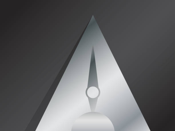 istock Triangle metronome with arrow, monochrome, black and white gradient background. Metal pyramine. Vector illustration 1267387168