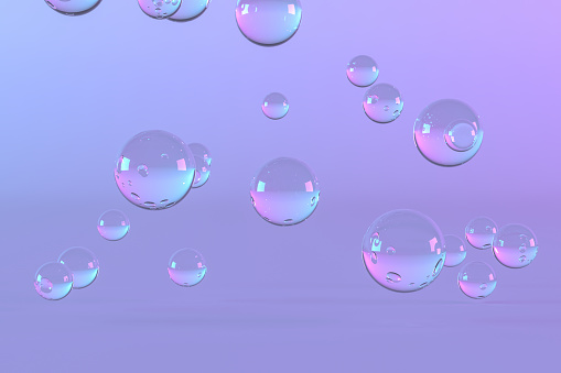 3d rendering of Abstract Spheres on Color Gradient Background.
