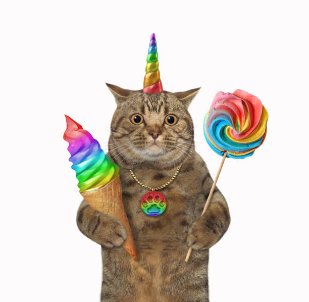 istock Caticorn with lollipop and ice cream 1267390436