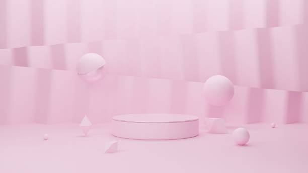 istock Luxury abstract background for product presentation, podium display, minimal geometric pink color pastel scene. 1267392729