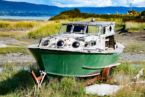 Abandoned unusable fishing boat at Homer, Alaska