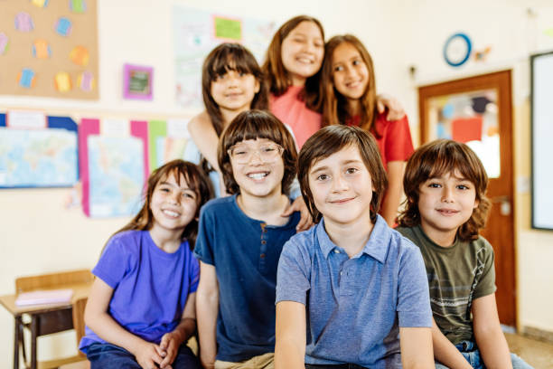istock Elementary school friends together again after coronavirus lockdown 1267395706
