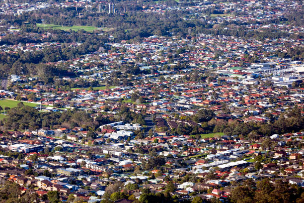 istock High angle view of town, background with copy space 1267400544