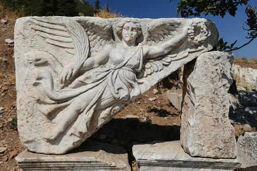 Goddess Nike in Ephesus Ancient City in Selcuk Town, Izmir City, Turkey