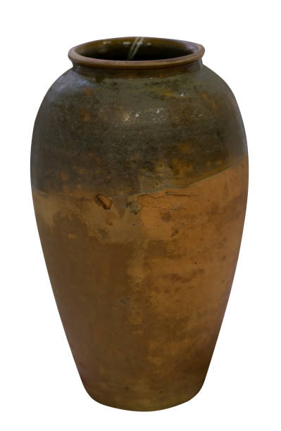 istock clay  jug isolated on a white background. vintage empty jug front view. vintage capacity 1267402684