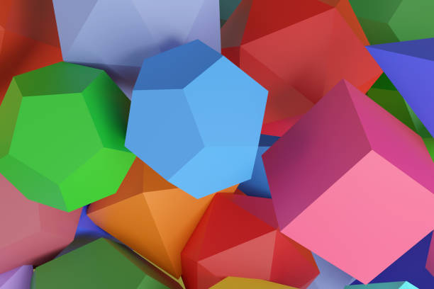 istock Geometric bodies of different colors. Platonic solids. 3d illustration. 1267405594