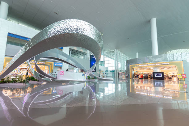 Terminal 2 at Incheon international airport has no people effect from COVID-19 outbreak stock photo