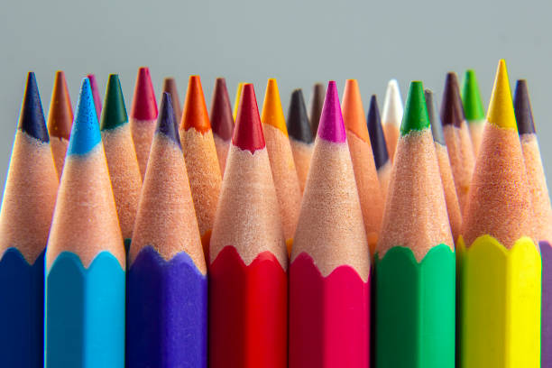 istock set of color pencils on a gray background. drawing tools. palette in creativity 1267411631