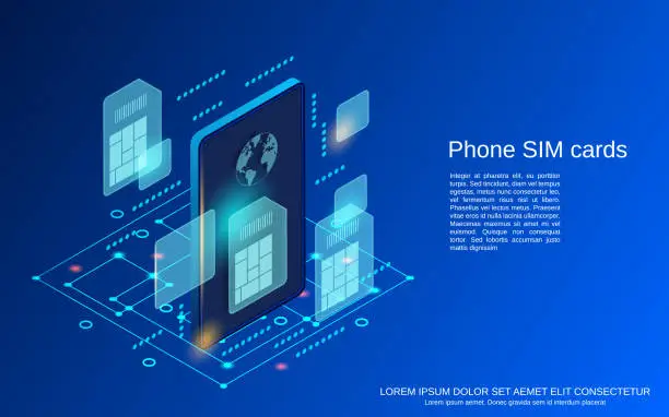 Vector illustration of Mobile phone SIM cards vector concept