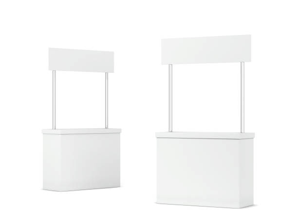 istock Blank promo counter stand mockup 1267417346
