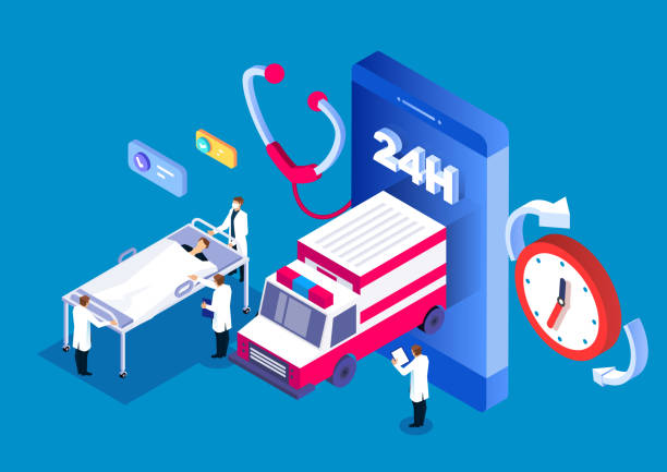 24-hour online medical emergency service 24-hour online medical emergency service urgency illustrations stock illustrations