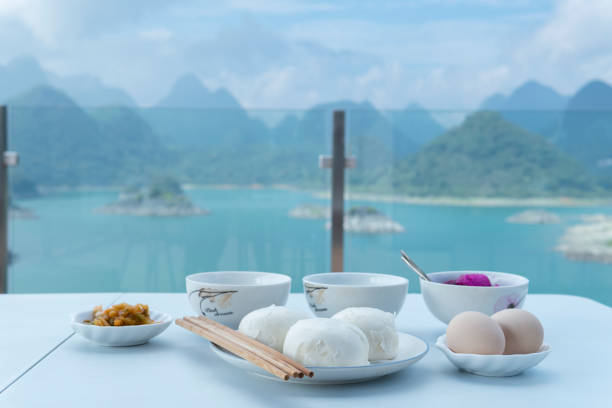 A delicious breakfast by the beautiful lake