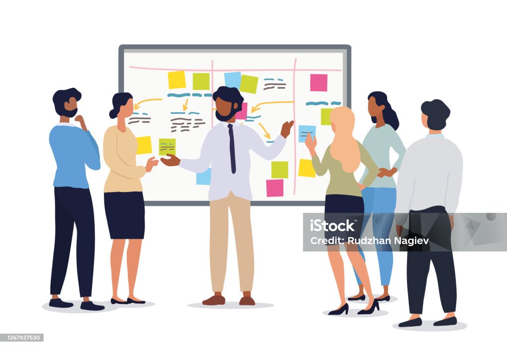 Geschäfts- oder Teamleiter, der eine Besprechung abhält - Lizenzfrei Kurs Vektorgrafik Geschäfts- oder Teamleiter, der eine Besprechung abhält - Lizenzfrei Kurs Vektorgrafik