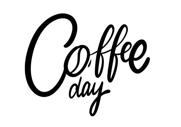 istock Coffee Day Holiday Lettering. Black color text. Vector illustration. Isolated on white background. 1267430936