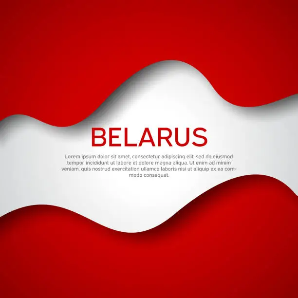 Vector illustration of Abstract new waving flag of belarus. Protest actions. Creative background for design of poster belarusian patriotic holiday. Vector illustration of the belarusian flag. Paper cut. Banner