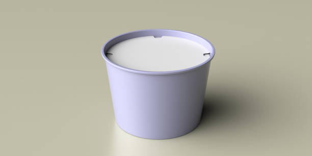 istock Ice cream bowl with lid on pastel background. 3d illustration 1267441346
