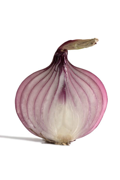istock red fresh onions isolated on white background. 1267442304