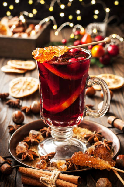 istock Christmas composition with hot spiced wine in glass 1267443730