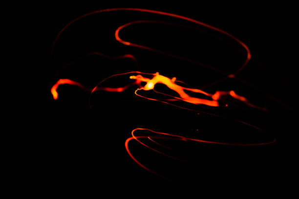 Creative conceptual fine art photography motion blur sparkle light trail on dark background copy space for text. Artistic design by lamp fire flame line at night slow shutter speed of camera exposure. creativo conceptual de la fotografía de bellas artes de movimiento desenfoque brillan rastro de luz en el espacio de copia de fondo oscuro para el texto. diseño artístico por lámpara línea de llama de fuego en la noche velocidad de obturación lenta d