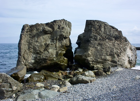 View of Chernovskiye stones - a natural attraction of the city of Alushta Crimea