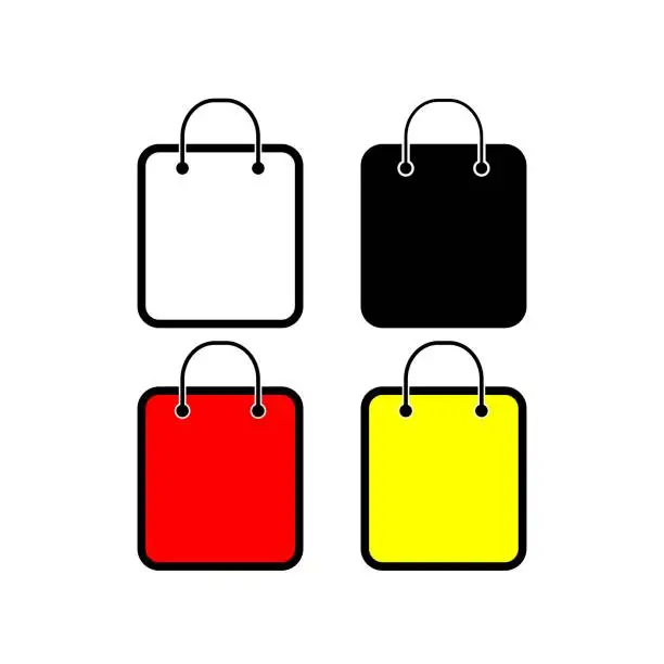 Vector illustration of Shopping bag icon set, flat style