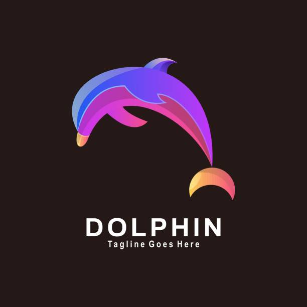 вектор иллюстрация дельфин градиент красочный стиль. - wildlife aquatic beauty in nature tropical climate stock illustrations