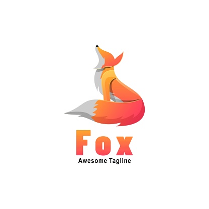 Vector Illustration Fox Gradient Colorful Style.