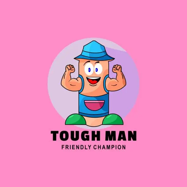 Vector illustration of Vector Illustration Tough Man Simple Mascot Style.