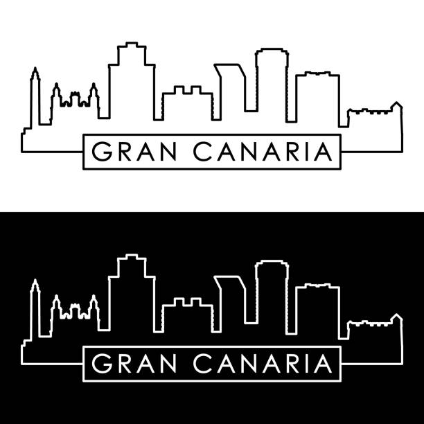 stockillustraties, clipart, cartoons en iconen met de skyline van gran canaria. lineaire stijl. bewerkbaar vectorbestand. - gran canaria