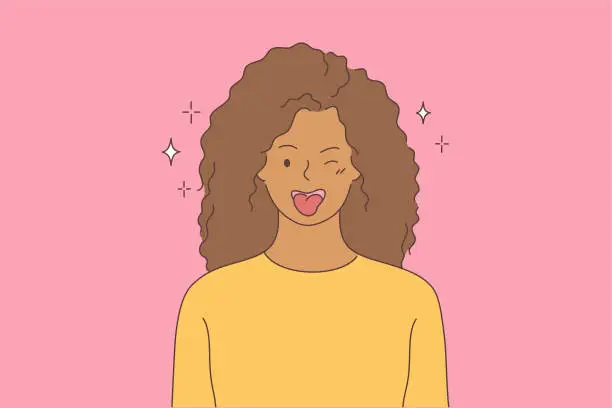 Vector illustration of Emotion, fun, joy, face concept.