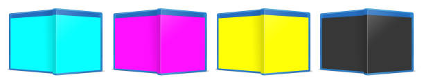 blank blu-ray case cmyk - blu ray disc imagens e fotografias de stock