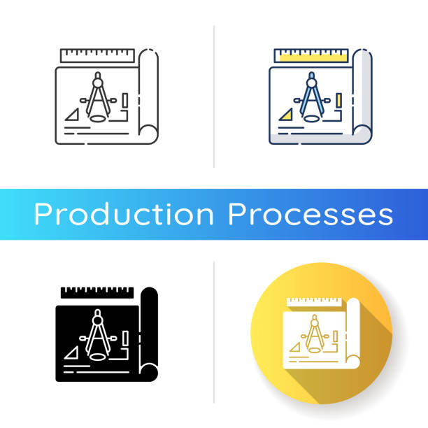 ikona tworzenia - drafting ruler architecture blueprint stock illustrations