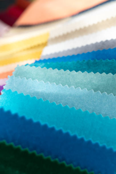 istock Abstract background of cool toned velvet fabric samples 1267465401