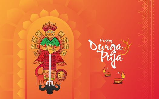 Happy Durga Puja Festival Greeting Stock Illustration - Download Image Now  - Dussehra, Backgrounds, Durga - iStock