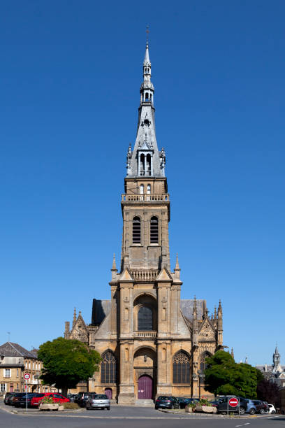 Basilica of Notre-Dame-d'Esperance in Charleville-Mézières Charleville-Mézières, France - June 23 2020: The Notre-Dame-d'Espérance basilica is a Gothic-style church, built from 1499. ardennes department france stock pictures, royalty-free photos & images