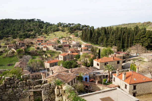 vista aérea de la aldea de adatepe - restore ancient ways fotografías e imágenes de stock